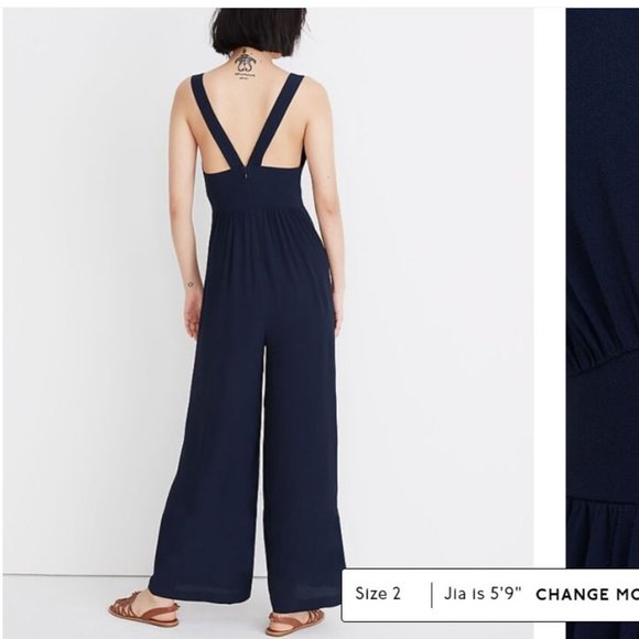 NWT Madewell V-Back Covered Button Front Wide Leg Sleeveless Jumpsuit- Sz 10 NYE - Picture 13 of 15